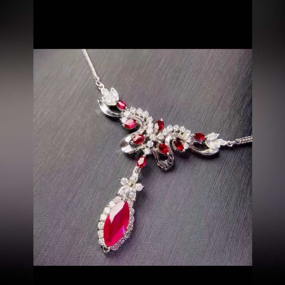 Silver Finish Red Swarovski Elements Ruby Shaded … - image 3